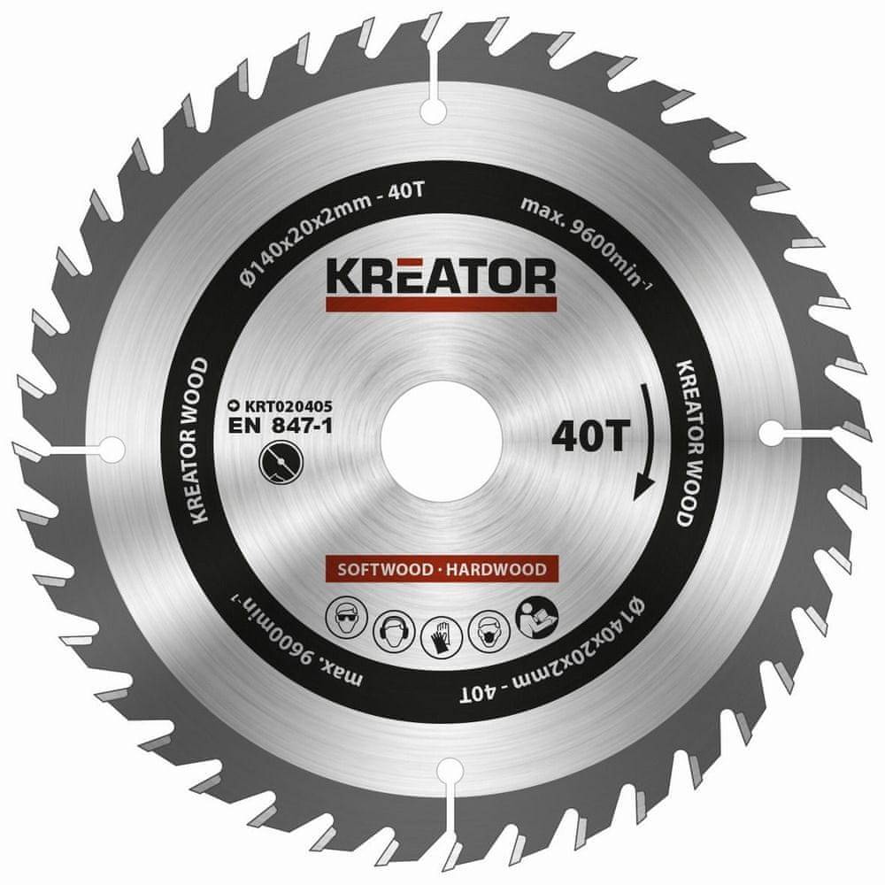 Kreator  KRT020405 - Pílový kotúč na drevo 140mm,  40T značky Kreator
