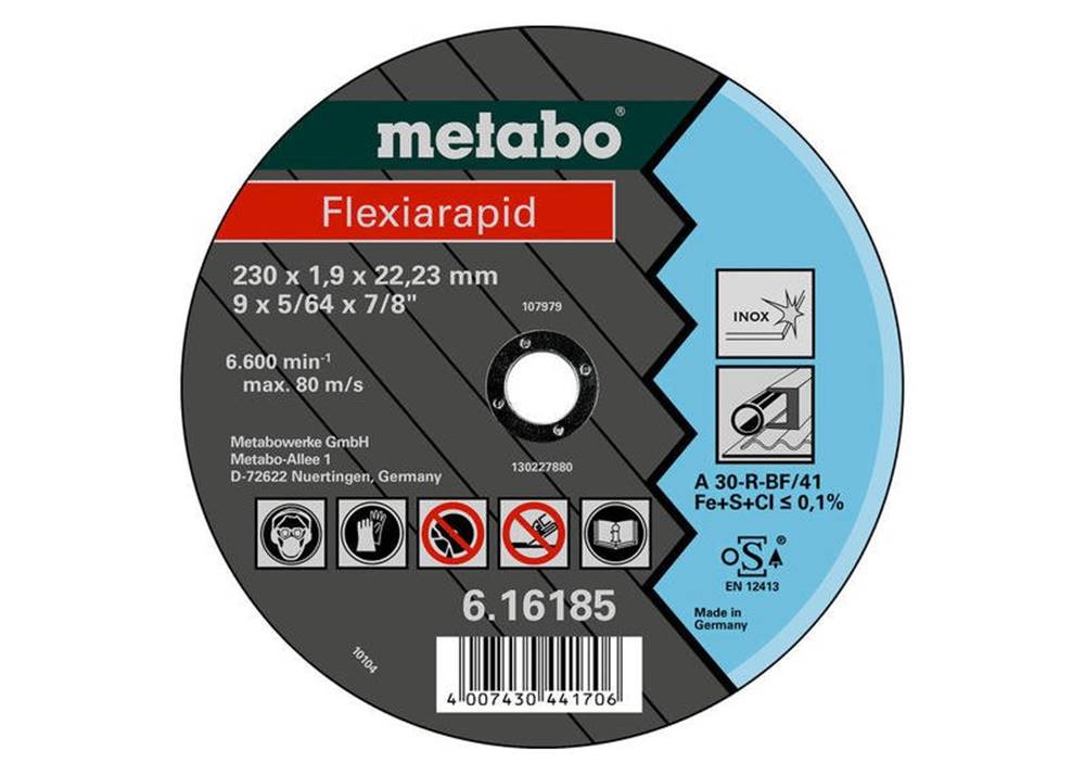 Metabo  FLEXIARAPID Rezný kotúč 115x1, 0x22, 23 INOX,  TF 41,  616186000 značky Metabo