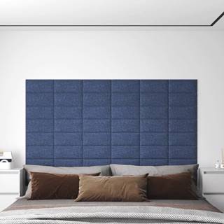 Vidaxl Nástenné panely 12 ks modré 30x15 cm látkové 0, 54 m²