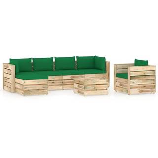 Petromila vidaXL 7-dielna záhradná sedacia súprava s podložkami zelené impregnované drevo