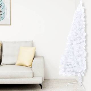 Vidaxl Umelý vianočný polovičný stromček s podstavcom biely 120 cm PVC