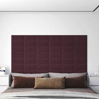 Vidaxl Nástenné panely 12 ks fialové 30x15 cm látkové 0, 54 m²