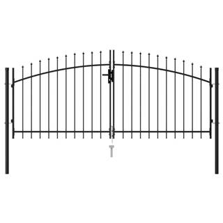 Vidaxl Dvojkrídlová plotová brána s hrotmi,  oceľ 3x1, 25 m,  čierna