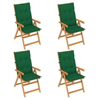 Petromila  vidaXL Záhradné stoličky 4 ks so zelenými podložkami tíkový masív značky Petromila