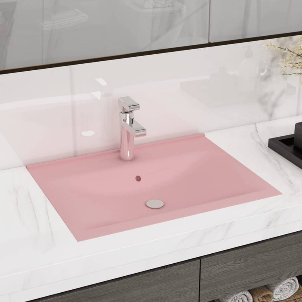 Petromila  vidaXL Luxusné umývadlo,  otvor na batériu,  matné ružové 60x46 cm značky Petromila