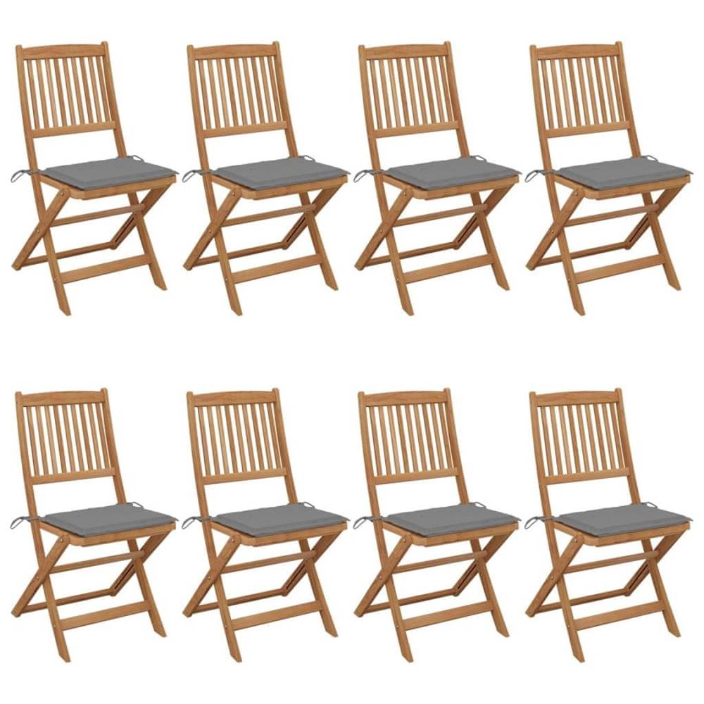 Petromila  vidaXL Skladacie záhradné stoličky 8 ks so sedákmi akáciový masív značky Petromila