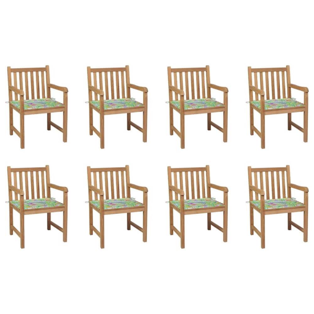 Petromila  vidaXL Záhradné stoličky 8 ks s listovými podložkami tíkový masív značky Petromila