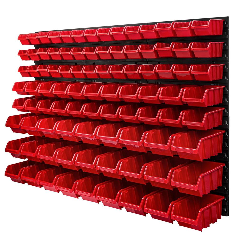 botle  Závesný panel na náradie 115 x 78 cm s 91 ks. Krabic nástenné Červené Boxy Skladovací systém značky botle
