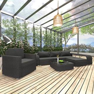 Petromila  vidaXL 8-dielna záhradná sedacia súprava+podložky,  polyratan,  čierna značky Petromila