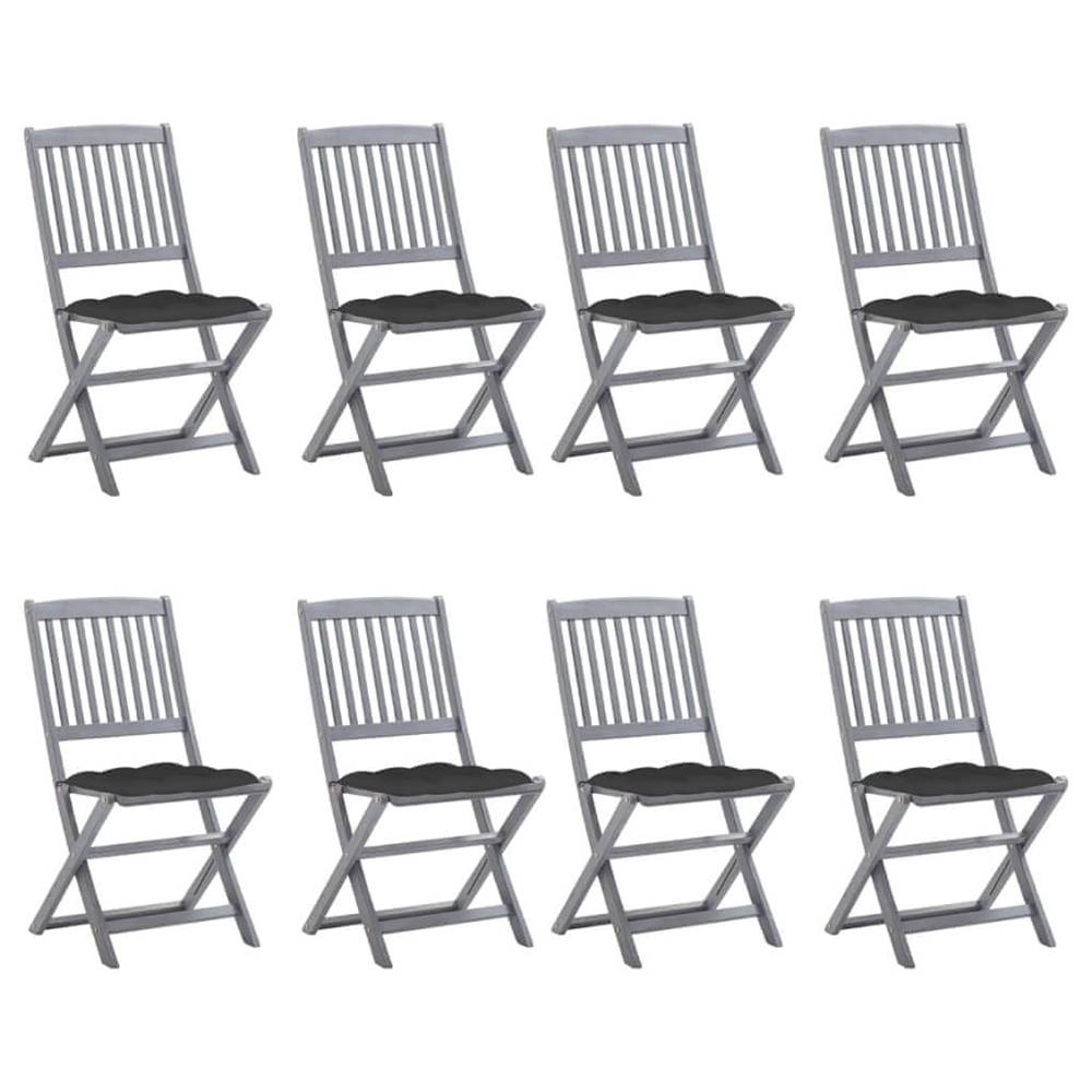 Petromila  vidaXL Skladacie vonkajšie stoličky 8 ks s podložkami akáciový masív značky Petromila
