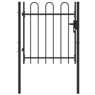 Petromila  vidaXL Jednokrídlová plotová brána s oblúkom,  oceľ 1x1 m,  čierna značky Petromila