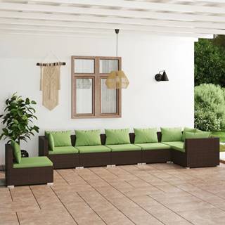 Vidaxl  7-dielna záhradná sedacia súprava s vankúšmi polyratan hnedá značky Vidaxl