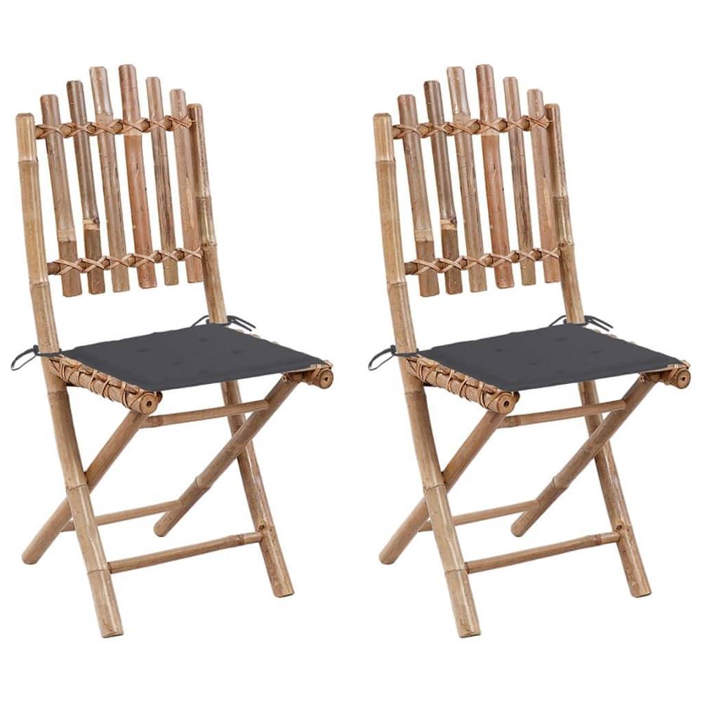 Petromila  vidaXL Skladacie záhradné stoličky s podložkami 2 ks bambus značky Petromila