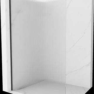 Mexen  Kioto,  sprchová zástena 90 x 200 cm,  8mm sklo s rebrovým vzorom,  čierny profil,  800-090-101-70-09 značky Mexen