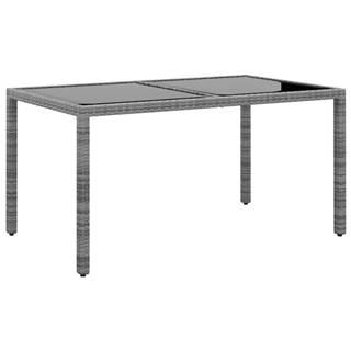 Vidaxl  Záhradný stôl 150x90x75 cm tvrdené sklo a polyratan sivý značky Vidaxl
