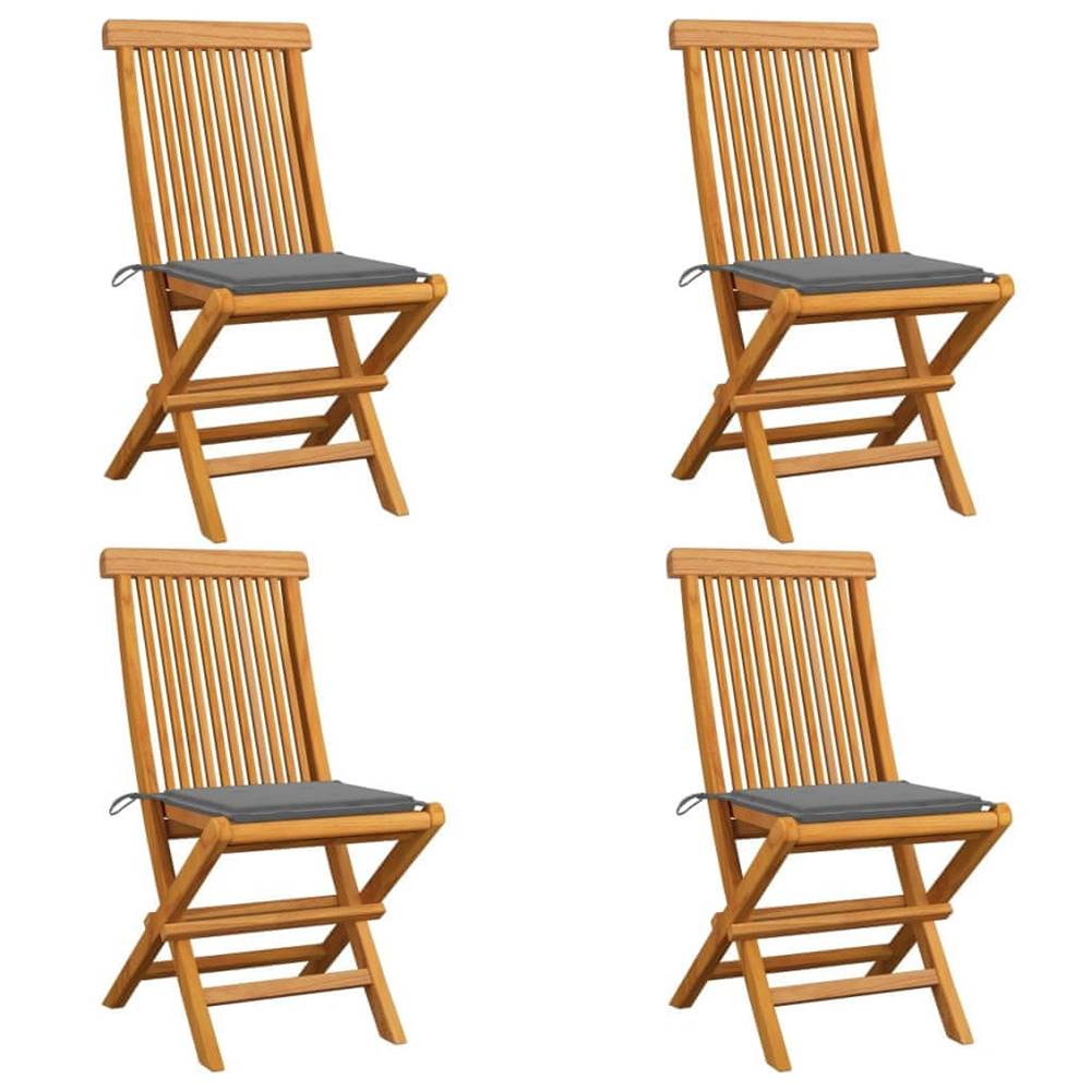 Petromila  vidaXL Záhradné stoličky,  sivé podložky 4 ks,  tíkový masív značky Petromila