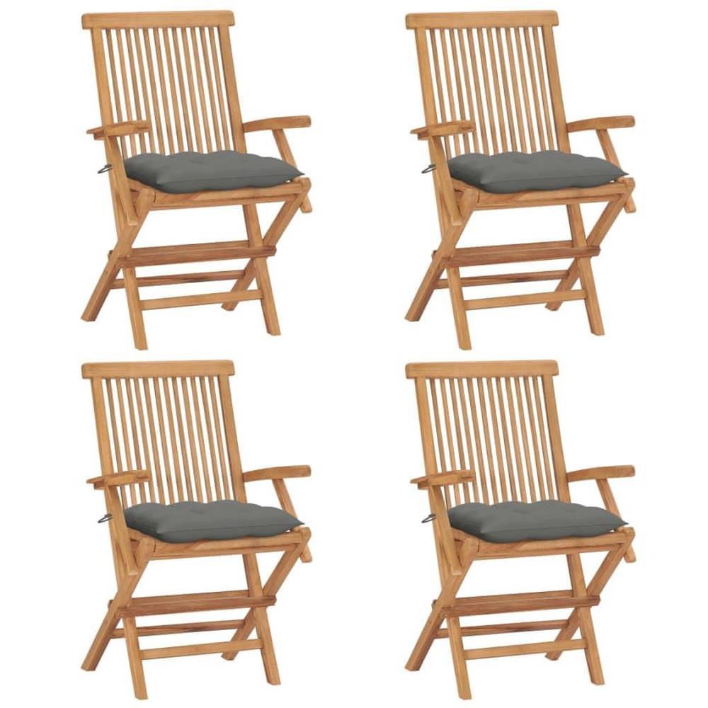 Petromila  vidaXL Záhradné stoličky so sivými podložkami 4 ks tíkový masív značky Petromila
