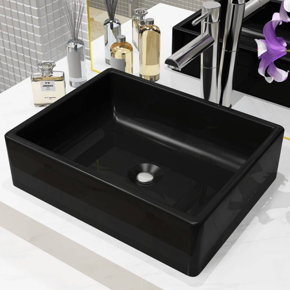 Vidaxl  Keramické umývadlo,  obdĺžnikové,  čierne,  41x30x12 cm značky Vidaxl