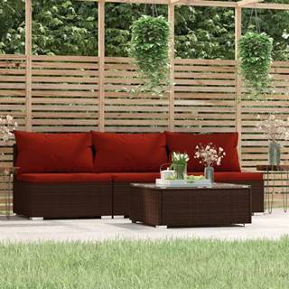 Vidaxl  4-dielna záhradná sedacia súprava s vankúšmi hnedá polyratan značky Vidaxl