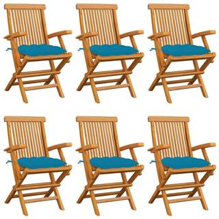 Vidaxl  Záhradné stoličky s bledomodrými podložkami 6 ks tíkový masív značky Vidaxl