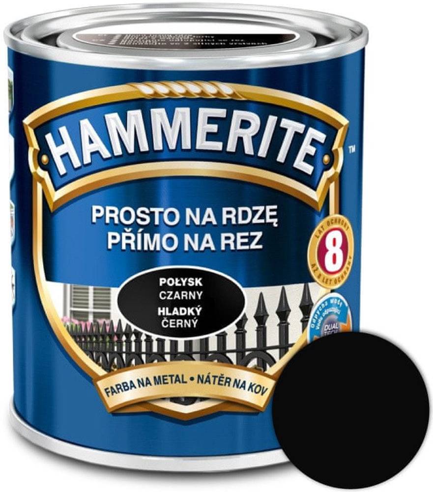 HAMMERITE   Priamo na hrdzu Hladký čierny 0, 25l značky HAMMERITE