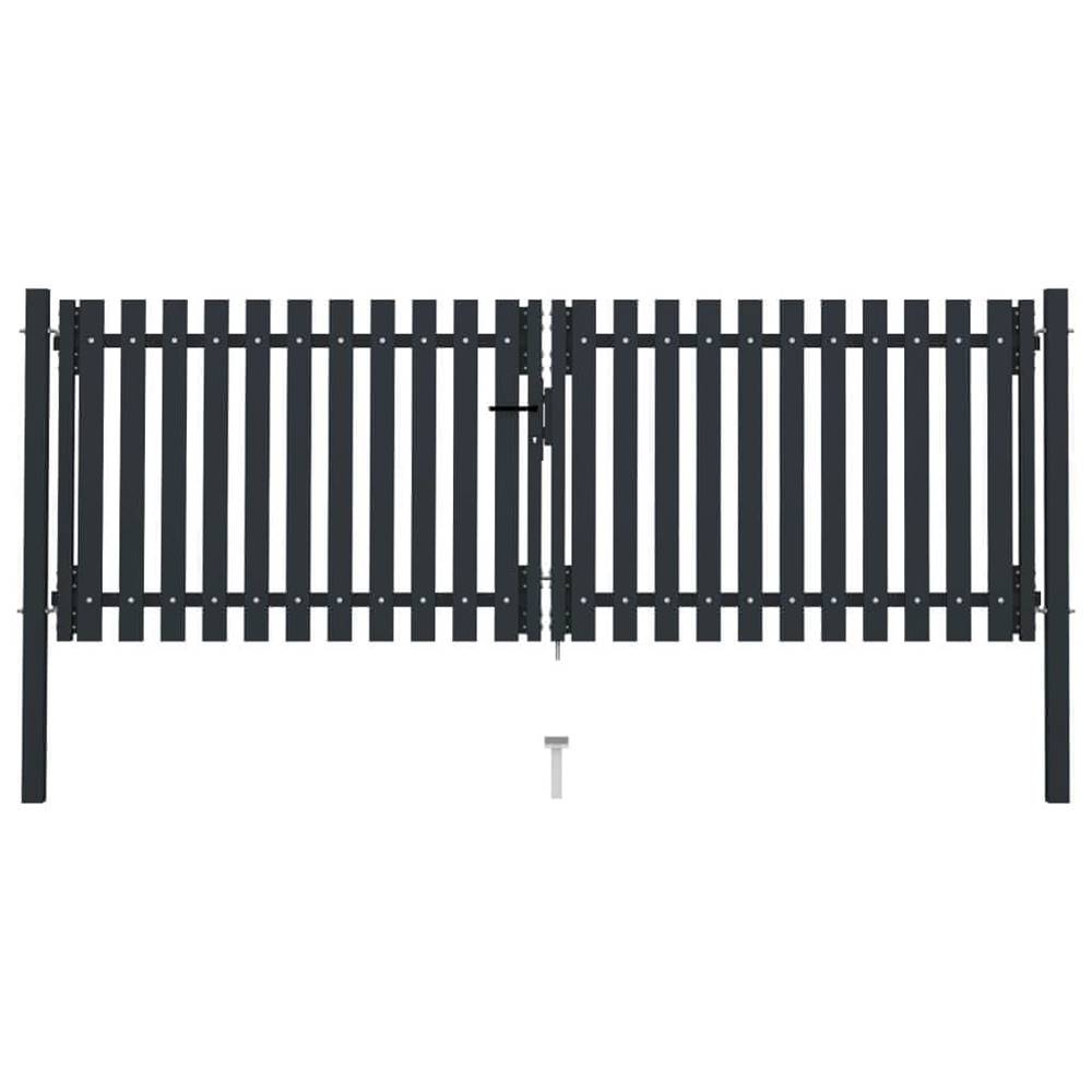 Vidaxl  Dvojkrídlová plotová brána,  oceľ 306x150 cm,  antracitová značky Vidaxl