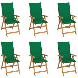 Petromila  vidaXL Záhradné stoličky 6 ks so zelenými podložkami tíkový masív značky Petromila