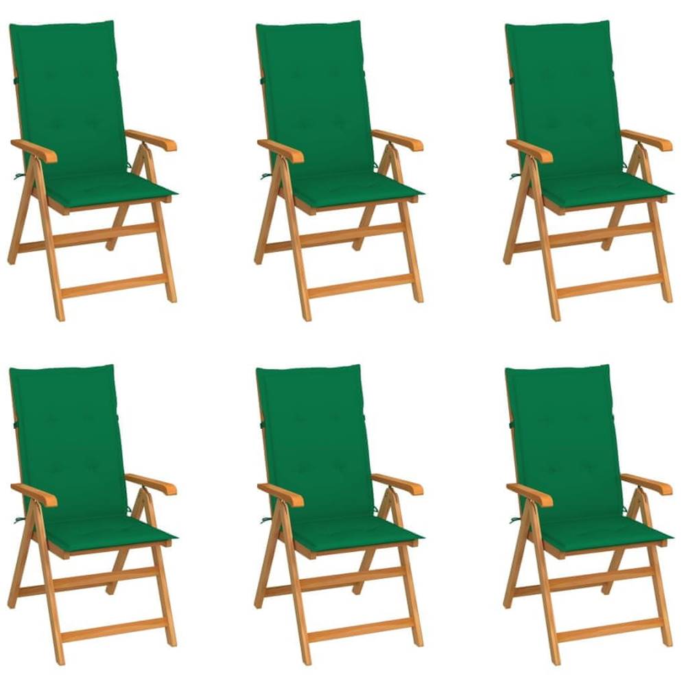 Petromila  vidaXL Záhradné stoličky 6 ks so zelenými podložkami tíkový masív značky Petromila