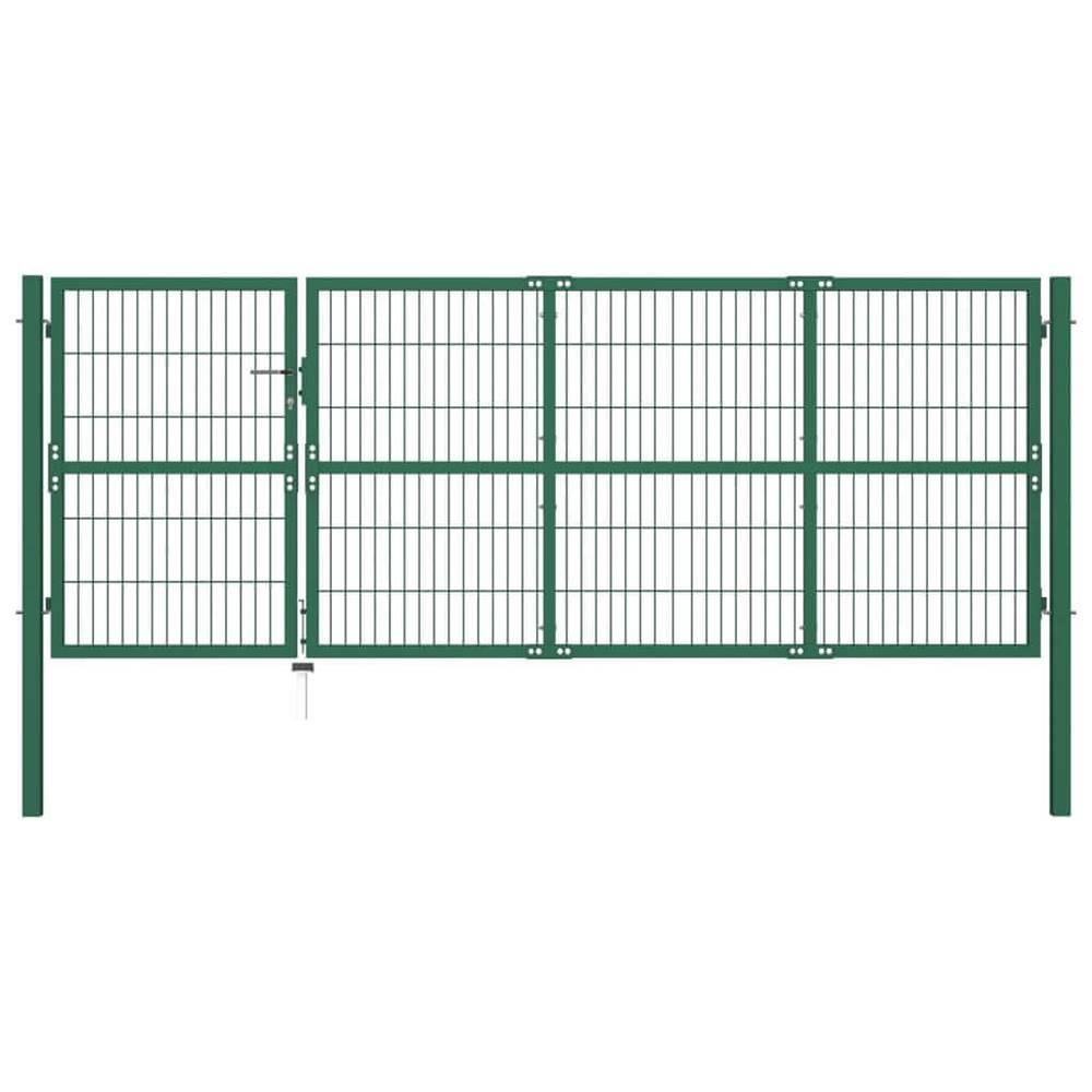 Vidaxl  Záhradná plotová brána so stĺpikmi 350x120 cm,  oceľ,  zelená značky Vidaxl
