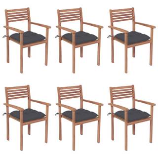 Petromila  vidaXL Stohovateľné záhradné stoličky s podložkami 6 ks tíkový masív značky Petromila