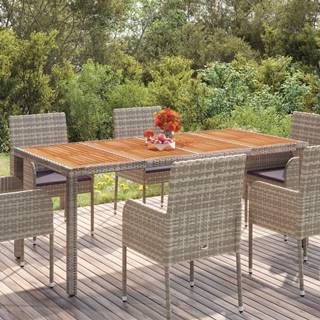 Petromila  vidaXL Záhradný stôl s drevenou doskou sivý 190x90x75 cm polyratan značky Petromila