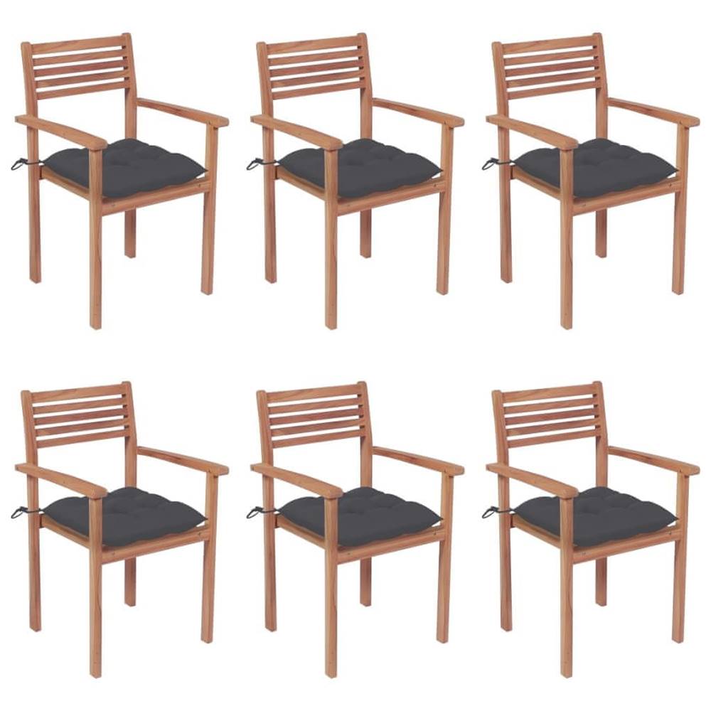 Petromila  vidaXL Stohovateľné záhradné stoličky s podložkami 6 ks tíkový masív značky Petromila