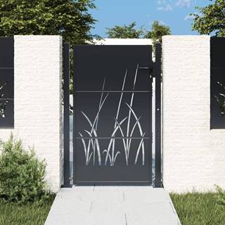 Petromila  vidaXL Záhradná brána antracitová 105x155 cm oceľ dizajn trávy značky Petromila