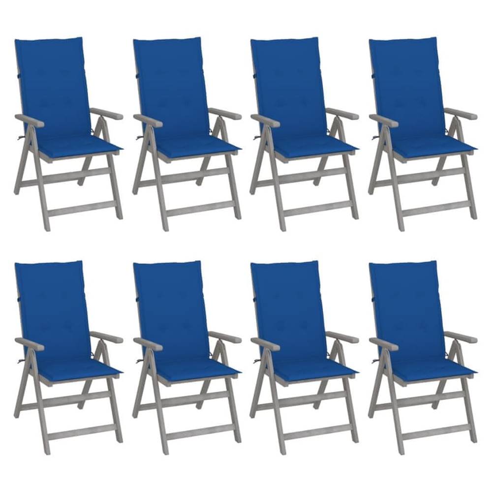 Petromila  vidaXL Záhradné sklápacie stoličky+podložky 8 ks,  sivé,  akáciové drevo značky Petromila