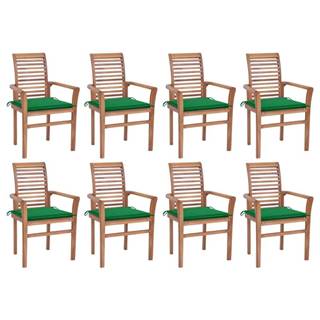 Vidaxl  Jedálenské stoličky 8 ks zelené podložky tíkový masív značky Vidaxl