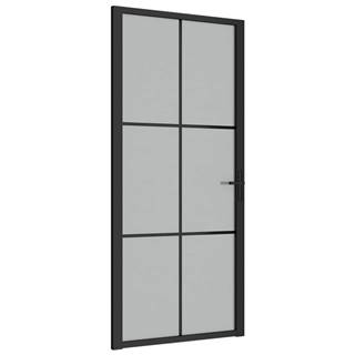 Vidaxl Vnútorné dvere 93x201, 5 cm čierne matné sklo a hliník