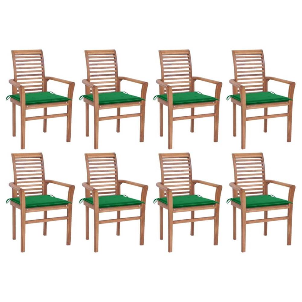Vidaxl  Jedálenské stoličky 8 ks zelené podložky tíkový masív značky Vidaxl