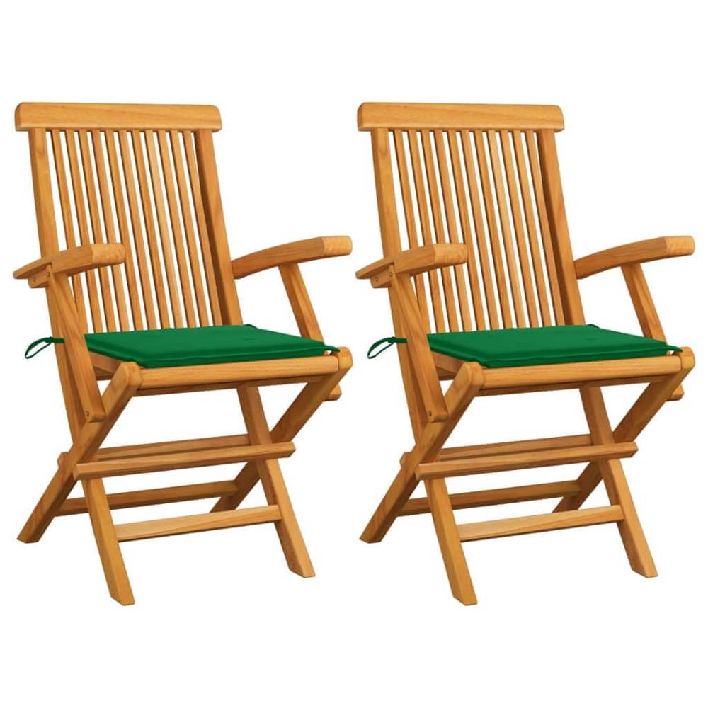 Petromila  vidaXL Záhradné stoličky,  zelené podložky 2 ks,  tíkový masív značky Petromila