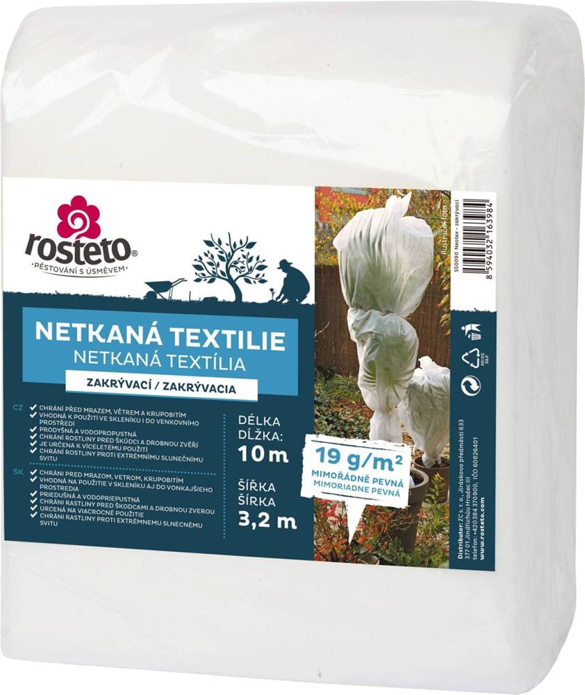 Rosteto  Neotex / netkaná textília - biely 19g šírka 10 x 3, 2 m značky Rosteto