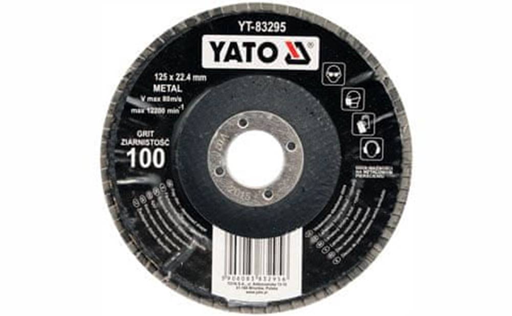 YATO  Kotúč lamelový korundový 125 x 22, 2 mm vypuklý brúsny P100 značky YATO