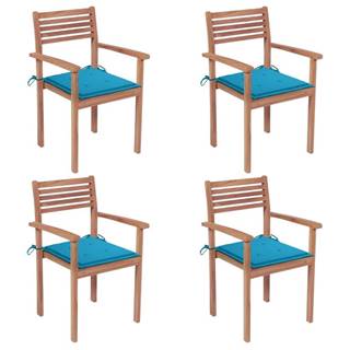 Petromila  vidaXL Záhradné stoličky 4 ks modré podložky teakový masív značky Petromila