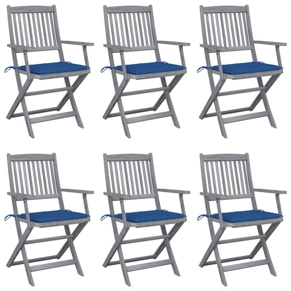 Petromila  vidaXL Skladacie vonkajšie stoličky s podložkami 6 ks akáciový masív značky Petromila