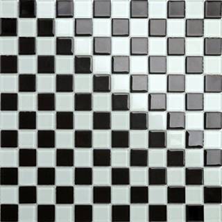 Maxwhite Mozaika CH4011PM sklenená biela čierna šachovnica 30x30cm sklo