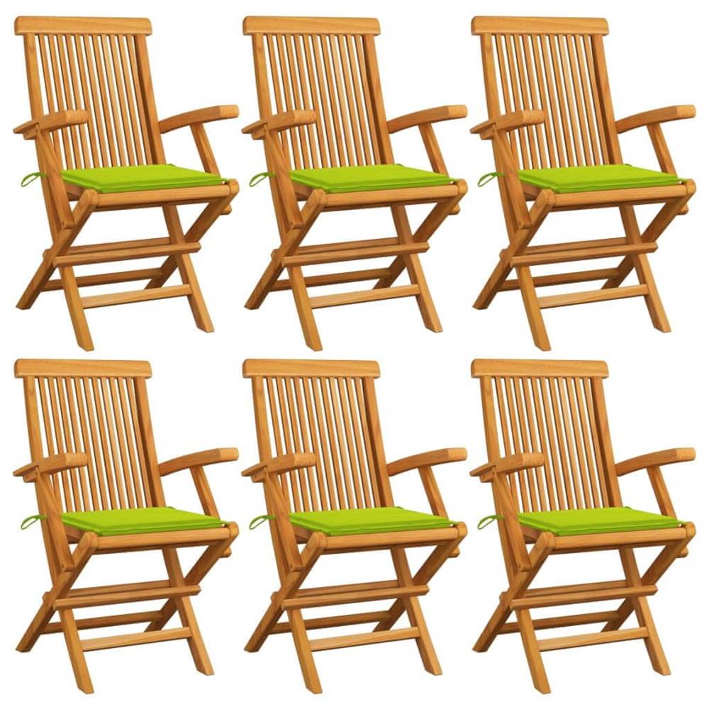 Petromila  vidaXL Záhradné stoličky,  jasnozelené podložky 6 ks,  tíkový masív značky Petromila