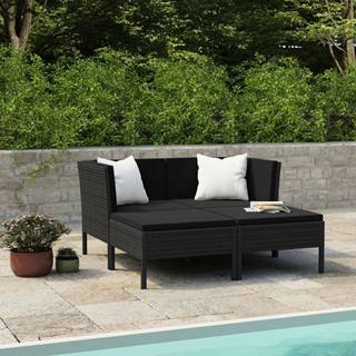 Vidaxl 4-dielna záhradná sedacia súprava+podložky,  polyratan,  čierna