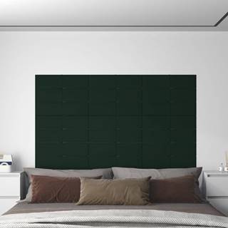 Vidaxl Nástenné panely 12 ks tmavozelené 60x15 cm zamat 1, 08 m²
