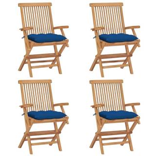 Vidaxl  Záhradné stoličky s modrými podložkami 4 ks tíkový masív značky Vidaxl