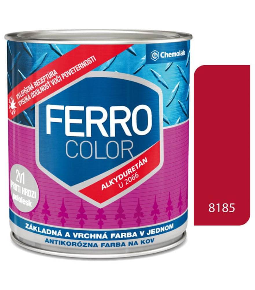 Chemolak  Ferro Color U2066 8185 tmavočervená 0, 75l pololesk - základná a vrchná farba na kov značky Chemolak