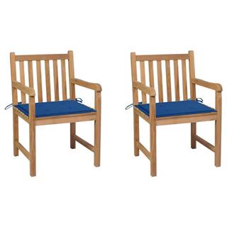 Petromila vidaXL Záhradné stoličky 2 ks kráľovsky-modré podložky teakový masív