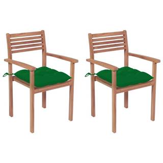 Petromila  vidaXL Záhradné stoličky 2 ks zelené podložky teakový masív značky Petromila